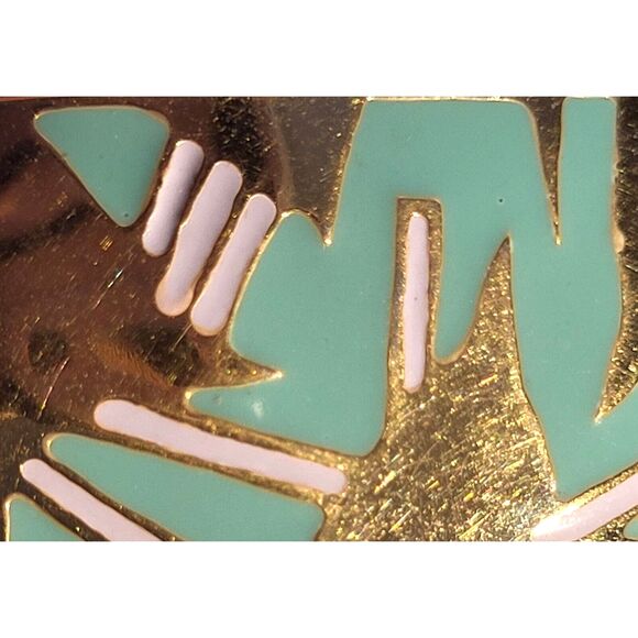 Vintage Modernist Art Deco 80s Geometric Teal Pale Pink BOTT retro post earrings - Picture 8 of 9